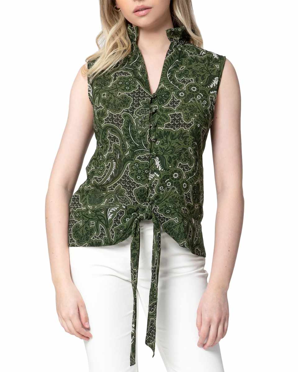 Brina Sleeveless Tie-Hem Blouse